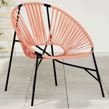 Tuinstoel Egg poly rattan zwart en oranje
