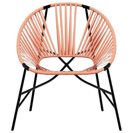 Tuinstoel Egg poly rattan zwart en oranje