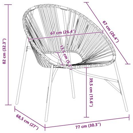 Tuinstoel Egg poly rattan zwart en oranje