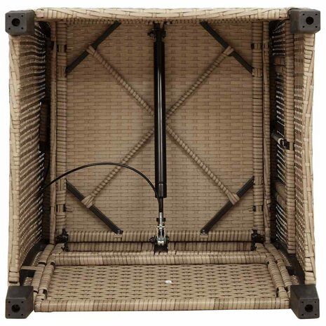 Verstelbare tuinstoel met bijzettafel poly rattan beige