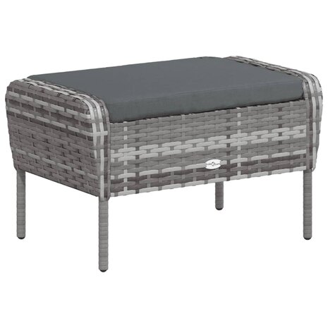 Tuinstoel met voetenbank poly rattan grijs