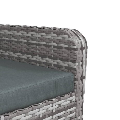 Tuinstoel met voetenbank poly rattan grijs