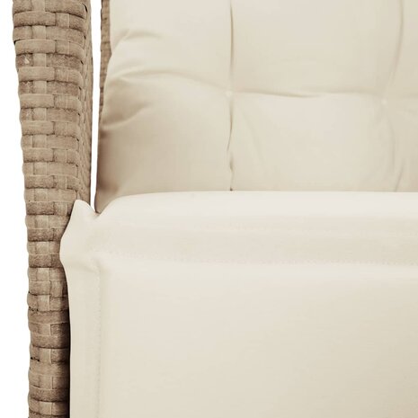Tuinstoel verstelbaar met voetensteun poly rattan beige