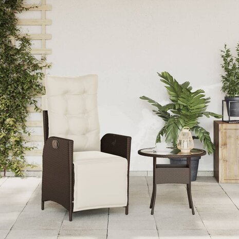 Tuinstoel verstelbaar met voetensteun poly rattan bruin