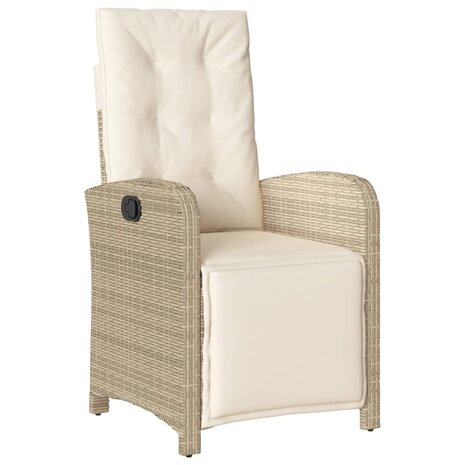 Tuinstoel verstelbaar met voetensteun poly rattan beige