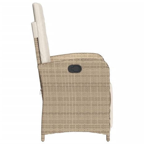 Tuinstoel verstelbaar met voetensteun poly rattan beige