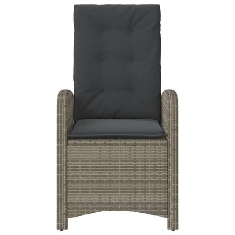 Tuinstoel verstelbaar met kussens poly rattan grijs