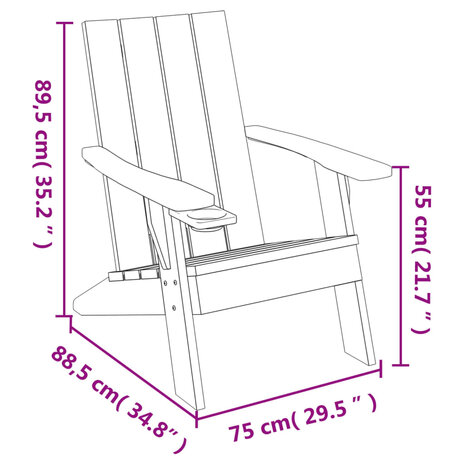 Tuinstoel Adirondack 75x88,5x89,5 cm polypropeen lichtbruin