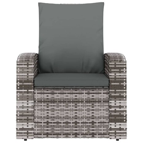 Tuinstoel verstelbaar met kussens poly rattan grijs