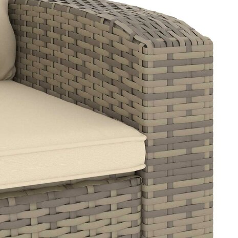 Tuinstoel verstelbaar met kussens poly rattan lichtbruin