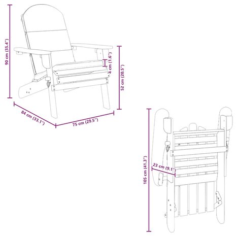 Tuinstoel Adirondack met kussens massief acaciahout