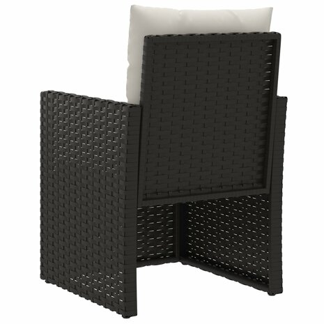 Tuinstoel met kussens poly rattan zwart