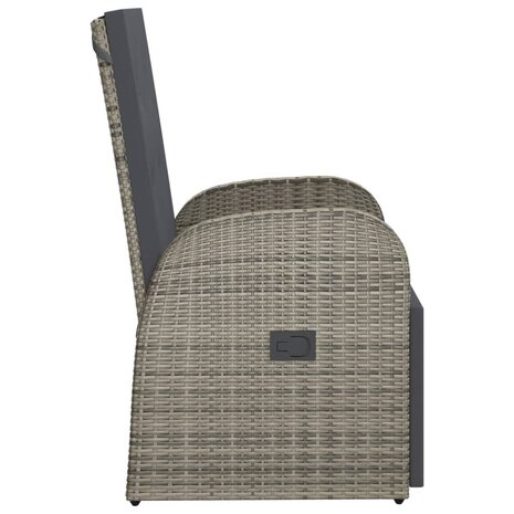 Tuinstoel verstelbaar met kussen poly rattan grijs