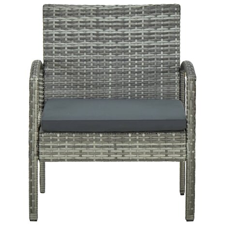Tuinstoel met kussen poly rattan grijs