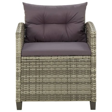 Tuinstoel met kussens poly rattan grijs