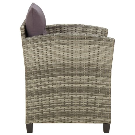 Tuinstoel met kussens poly rattan grijs