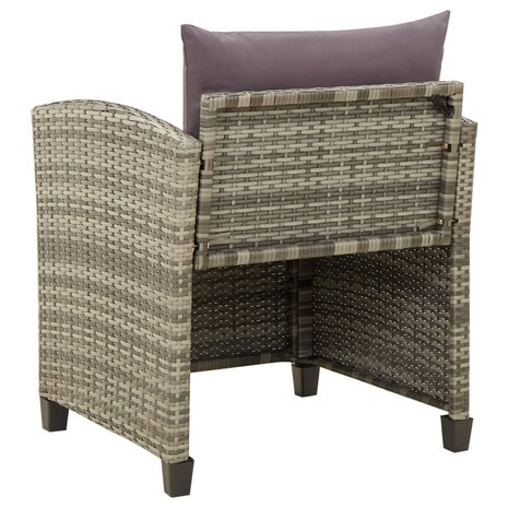 Tuinstoel met kussens poly rattan grijs