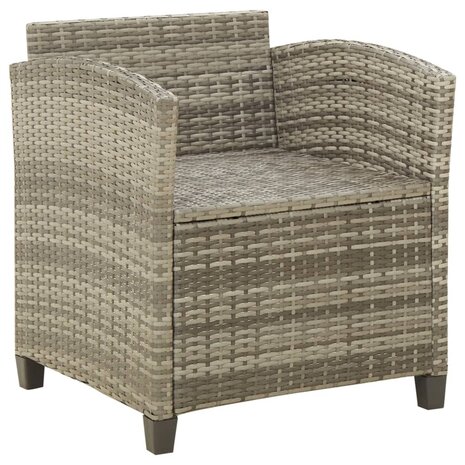 Tuinstoel met kussens poly rattan grijs