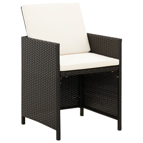Tuinstoel- en voetenbankset 4-delig poly rattan zwart