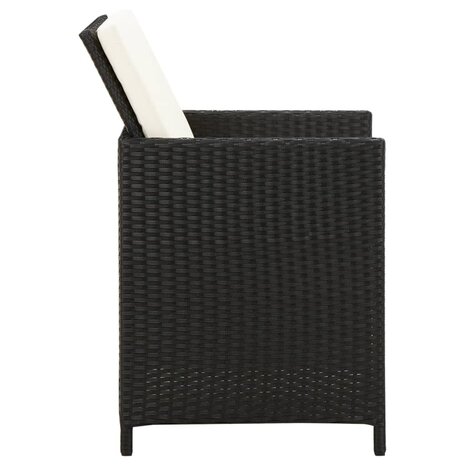 Tuinstoel- en voetenbankset 4-delig poly rattan zwart
