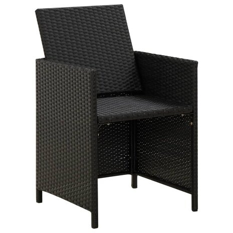 Tuinstoel- en voetenbankset 4-delig poly rattan zwart