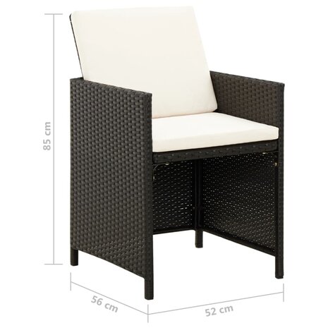Tuinstoel- en voetenbankset 4-delig poly rattan zwart