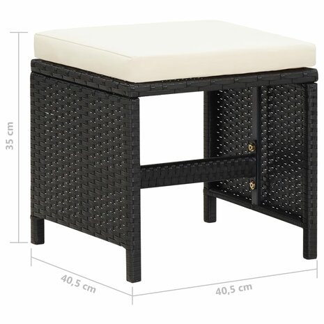 Tuinstoel- en voetenbankset 4-delig poly rattan zwart