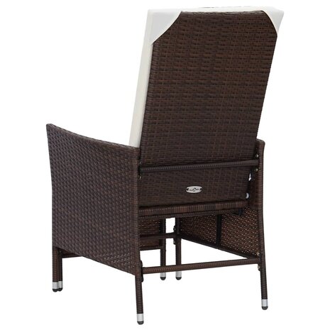 Tuinstoel verstelbaar met kussens poly rattan bruin