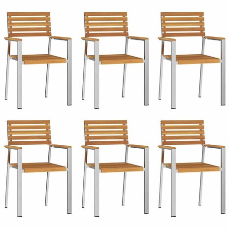Tuinstoel 6 pcs Bruin 56 x 54.5 x 87cm Massief acaciahout