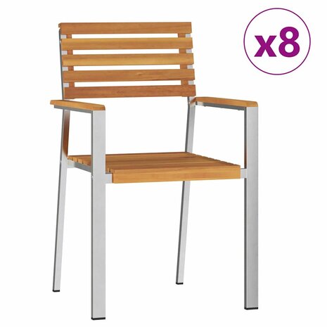 Tuinstoel 8 pcs Bruin 56 x 54.5 x 87cm Massief acaciahout