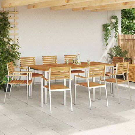 Tuinstoel 8 pcs Bruin 56 x 54.5 x 87cm Massief acaciahout