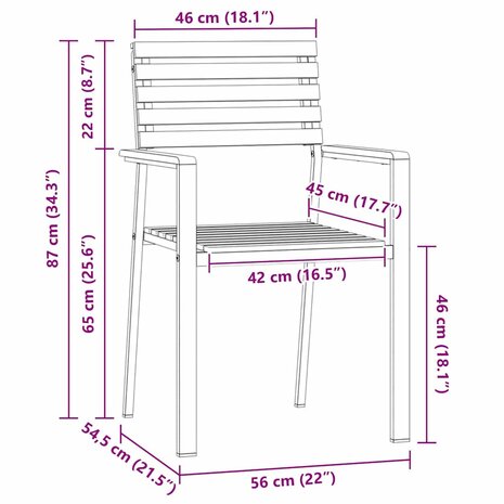 Tuinstoel 8 pcs Bruin 56 x 54.5 x 87cm Massief acaciahout