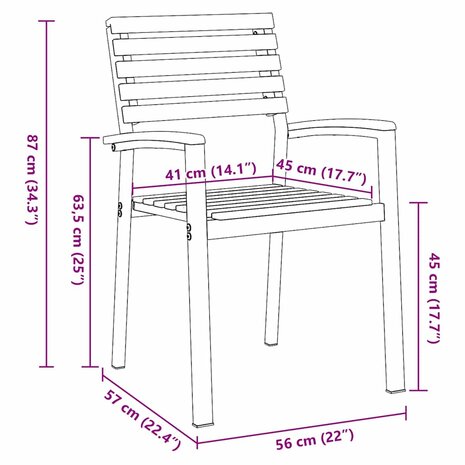 Tuinstoel 8 pcs Bruin 56 x 57 x 87cm Massief acaciahout