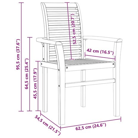 Inklapbare Tuinstoel Bruin 62.5 x 54.5 x 95.5 cm