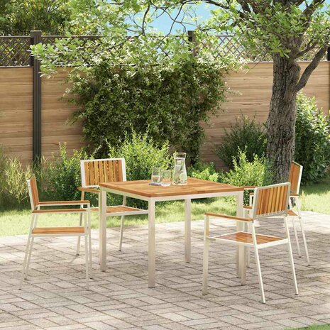 Tuinstoel 4 pcs Bruin 56 x 54.5 x 87cm Massief acaciahout