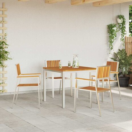 Tuinstoel 4 pcs Bruin 56 x 54.5 x 87cm Massief acaciahout