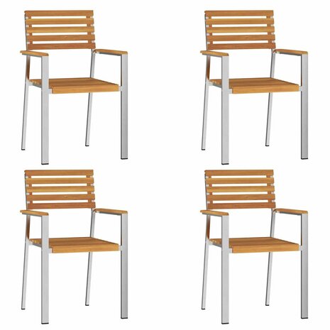 Tuinstoel 4 pcs Bruin 56 x 54.5 x 87cm Massief acaciahout