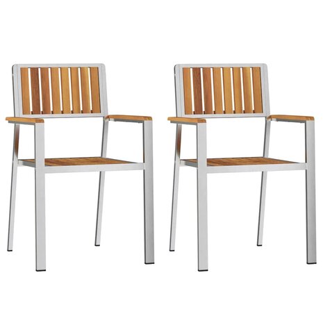 Tuinstoel 2 pcs Bruin 56 x 54.5 x 87cm Massief acaciahout