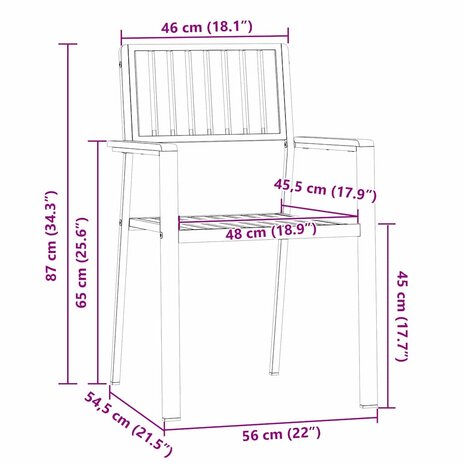 Tuinstoel 2 pcs Bruin 56 x 54.5 x 87cm Massief acaciahout