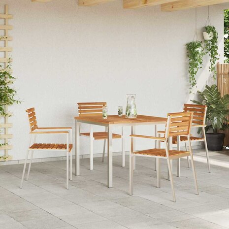 Tuinstoel 4 pcs Bruin 56 x 54.5 x 87cm Massief teakhout