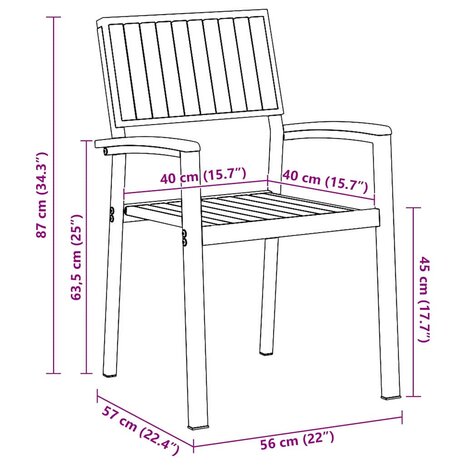 Tuinstoel 2 pcs Bruin 56 x 57 x 87cm Massief acaciahout