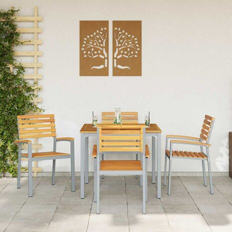 Tuinstoel 4 pcs Bruin 56 x 57 x 87cm Massief acaciahout