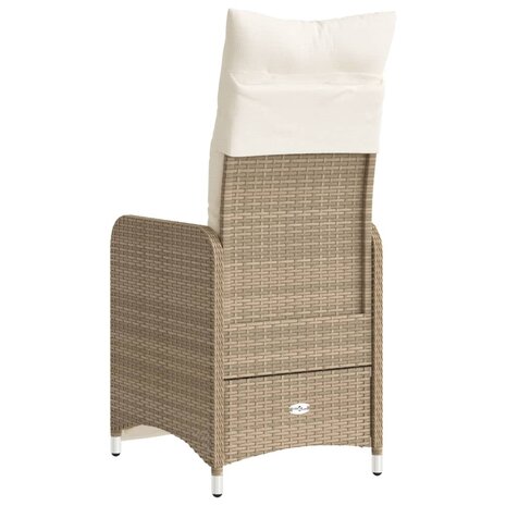 Tuinstoel verstelbaar met kussens poly rattan beige