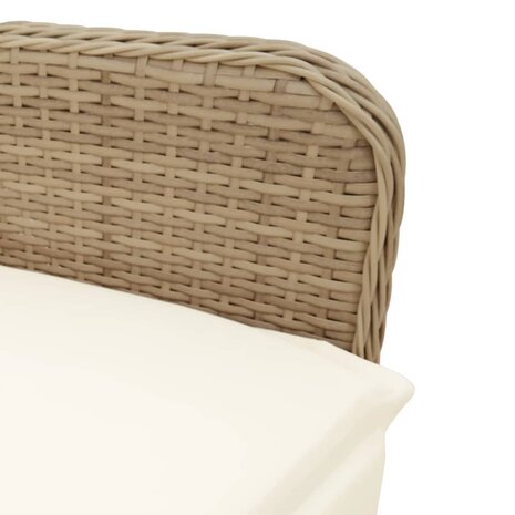 Tuinstoel verstelbaar met kussens poly rattan beige