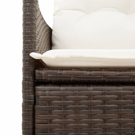 Tuinstoel verstelbaar met kussens poly rattan bruin