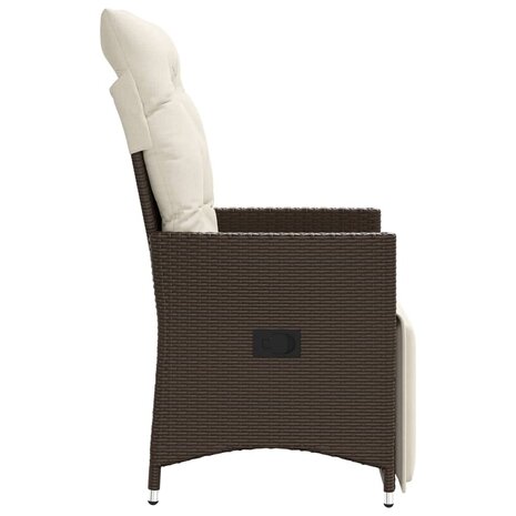 Tuinstoel verstelbaar met kussens poly rattan bruin