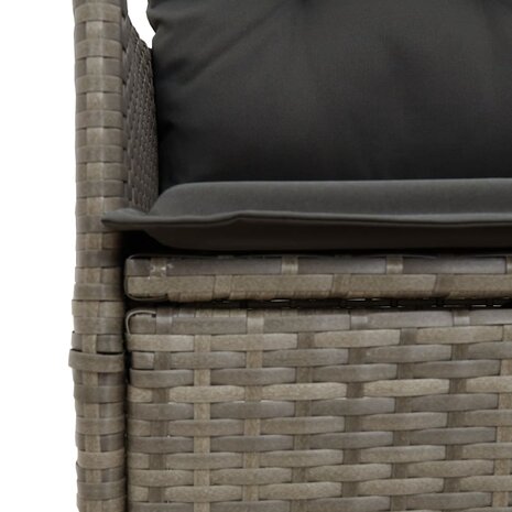 Tuinstoel verstelbaar met kussens poly rattan grijs