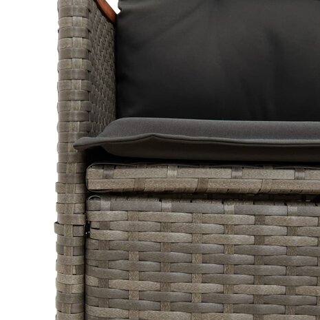 Tuinstoel verstelbaar met kussens poly rattan grijs