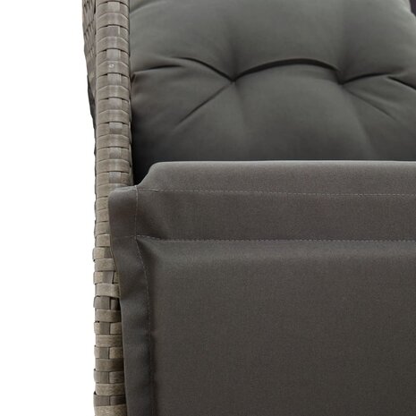 Tuinstoel verstelbaar met kussens poly rattan grijs
