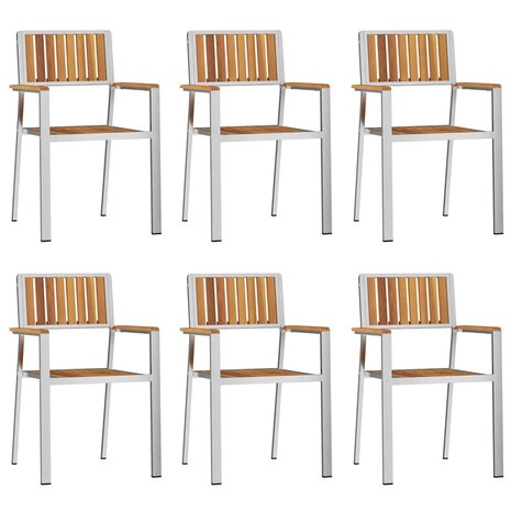 Tuinstoel 6 pcs Bruin 56 x 54.5 x 87cm Massief acaciahout